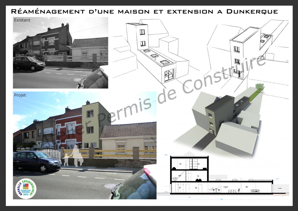 14.08 Extension maison étroite Dunkerque - Atelier permis de construire