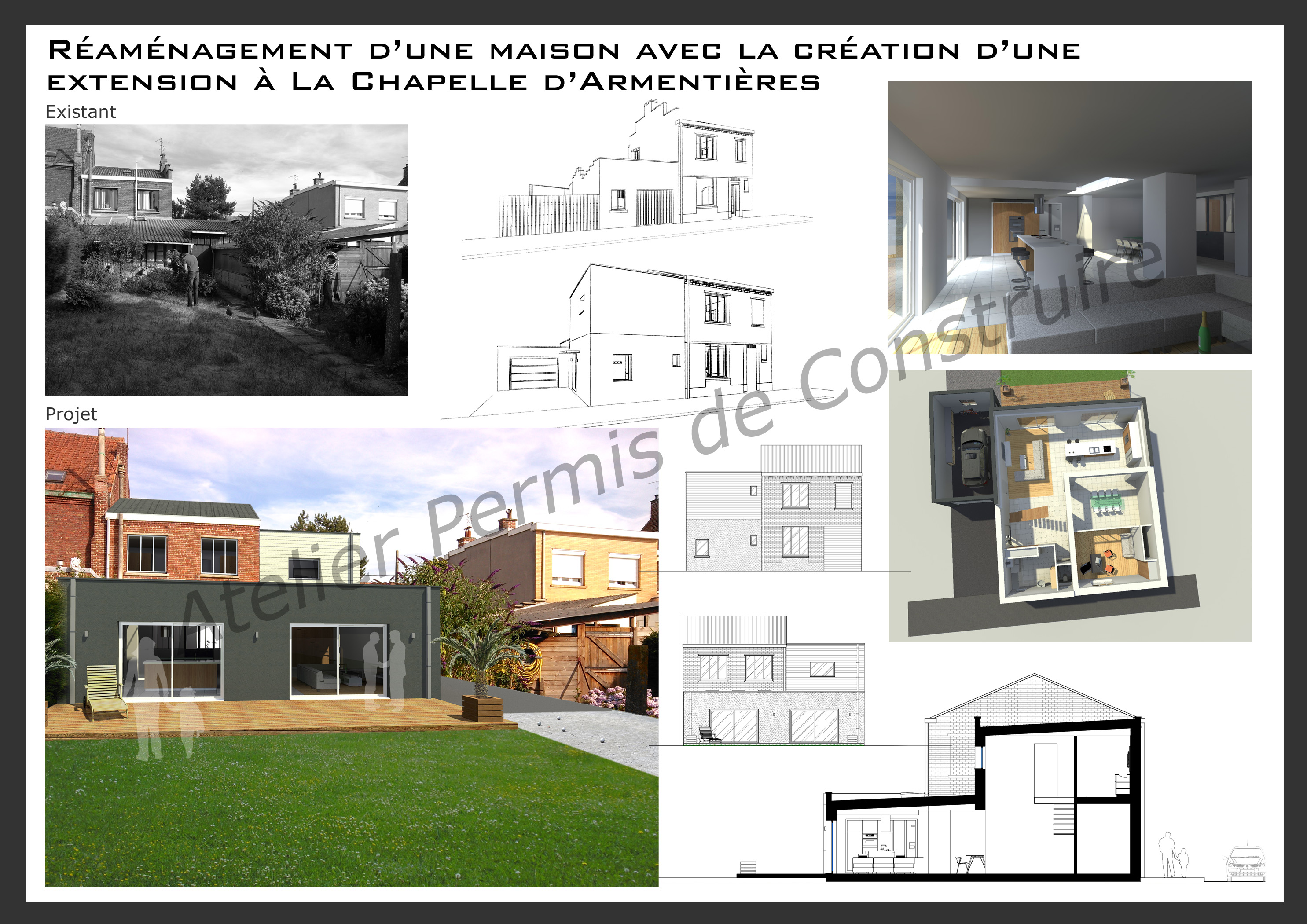 15.27 Atelier Permis de construire extension maison nord la chapelle d'Armentières
